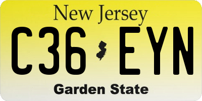 NJ license plate C36EYN