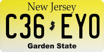 NJ license plate C36EYO
