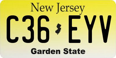 NJ license plate C36EYV