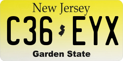NJ license plate C36EYX