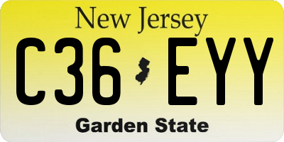 NJ license plate C36EYY