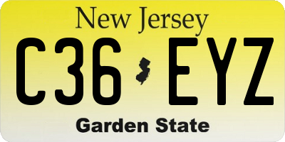 NJ license plate C36EYZ