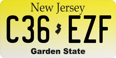 NJ license plate C36EZF