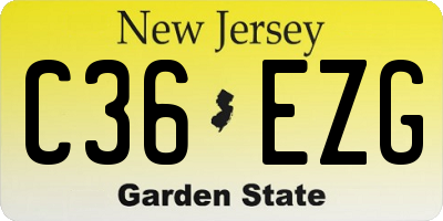 NJ license plate C36EZG