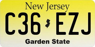NJ license plate C36EZJ
