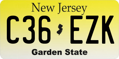 NJ license plate C36EZK