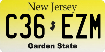 NJ license plate C36EZM