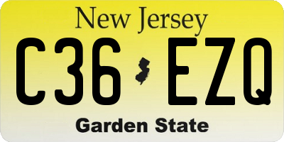 NJ license plate C36EZQ