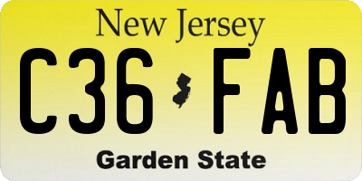 NJ license plate C36FAB