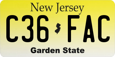 NJ license plate C36FAC