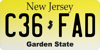 NJ license plate C36FAD