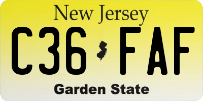 NJ license plate C36FAF