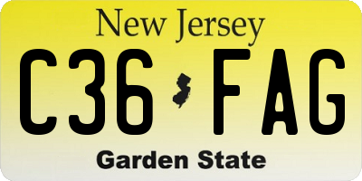 NJ license plate C36FAG