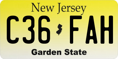NJ license plate C36FAH