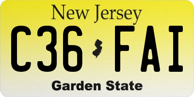 NJ license plate C36FAI
