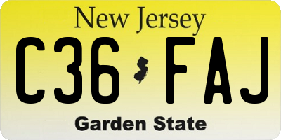 NJ license plate C36FAJ