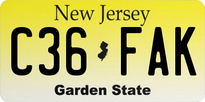 NJ license plate C36FAK