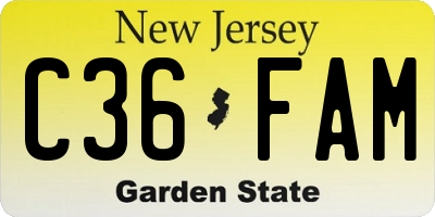 NJ license plate C36FAM