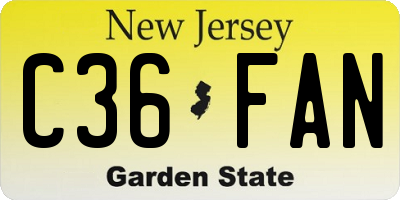 NJ license plate C36FAN