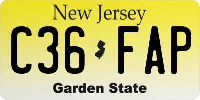 NJ license plate C36FAP