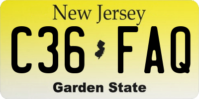 NJ license plate C36FAQ