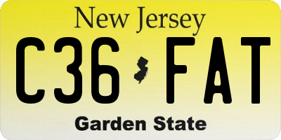 NJ license plate C36FAT