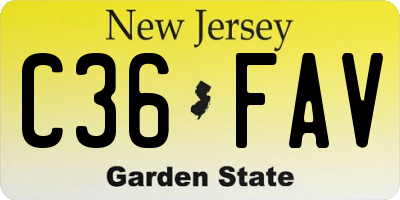 NJ license plate C36FAV