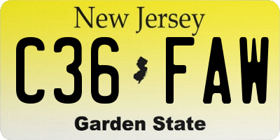 NJ license plate C36FAW