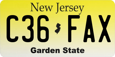 NJ license plate C36FAX