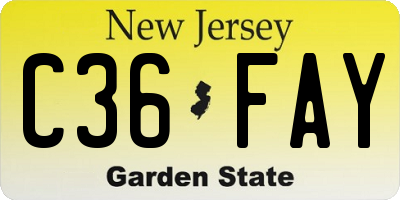 NJ license plate C36FAY