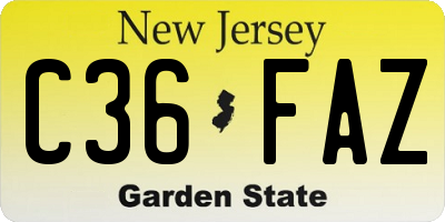 NJ license plate C36FAZ