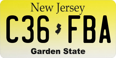 NJ license plate C36FBA