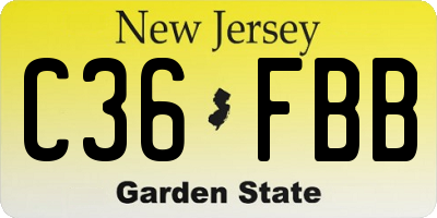 NJ license plate C36FBB