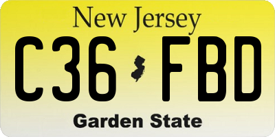 NJ license plate C36FBD
