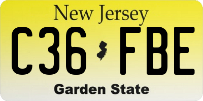 NJ license plate C36FBE