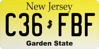 NJ license plate C36FBF