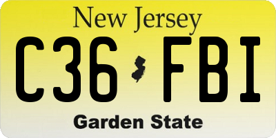 NJ license plate C36FBI