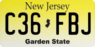 NJ license plate C36FBJ