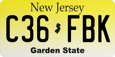 NJ license plate C36FBK
