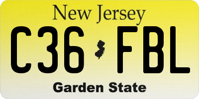 NJ license plate C36FBL