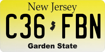 NJ license plate C36FBN