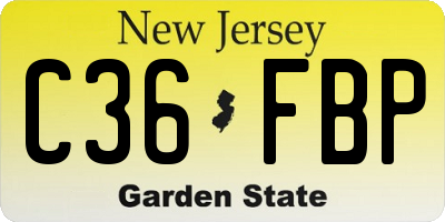 NJ license plate C36FBP