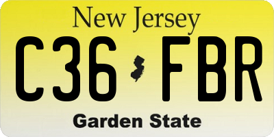 NJ license plate C36FBR