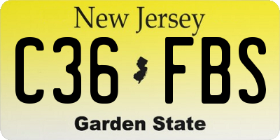 NJ license plate C36FBS
