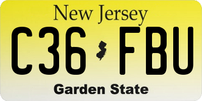 NJ license plate C36FBU