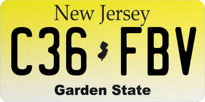 NJ license plate C36FBV