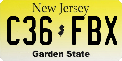 NJ license plate C36FBX