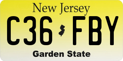NJ license plate C36FBY