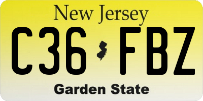 NJ license plate C36FBZ