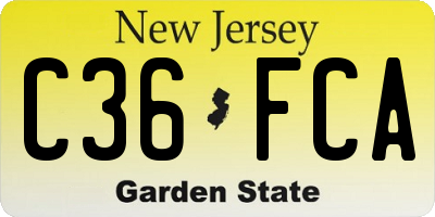 NJ license plate C36FCA